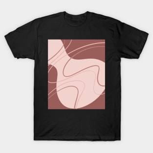 Red Wine and Light Red Geometric Art Shapes and Lines T-Shirt